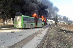 اتوبوس انتقال خون در رشت به طور کامل در آتش سوخت.