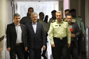 ادای احترام سروقامتان امنیت به سپیدپوشان سلامت با حضور سردار حسن پور، فرمانده انتظامی گیلان